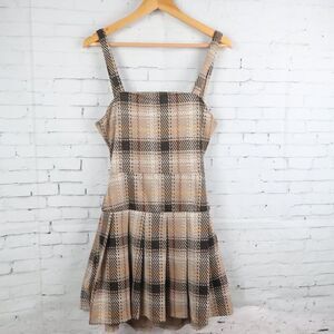 RUE 21 TAN PLAID SLEEVELESS MIDI DRESS WITH TIE BACK DETAIL SIZE MEDIUM